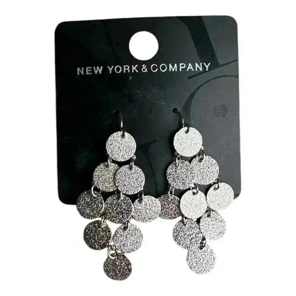 New York & Co‎ Silver Round Coin Dangle Earrings
